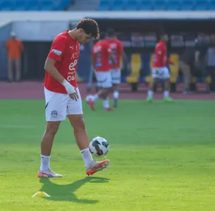 احماء منتخب مصر المشارك في كأس العرب قبل لقاء الجزائر