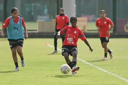 التمرين الأخير لمنتخب الكرة  النسائية تحت ٢٠ سنة قبل السفر لغينيا الإستوائية