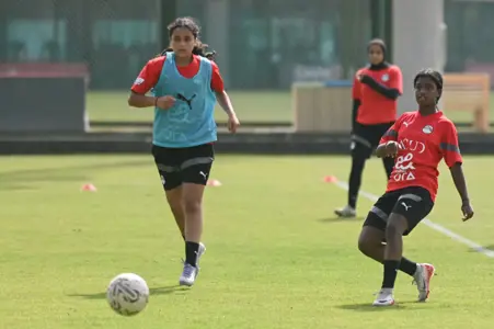 التمرين الأخير لمنتخب الكرة  النسائية تحت ٢٠ سنة قبل السفر لغينيا الإستوائية