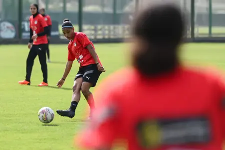 التمرين الأخير لمنتخب الكرة  النسائية تحت ٢٠ سنة قبل السفر لغينيا الإستوائية