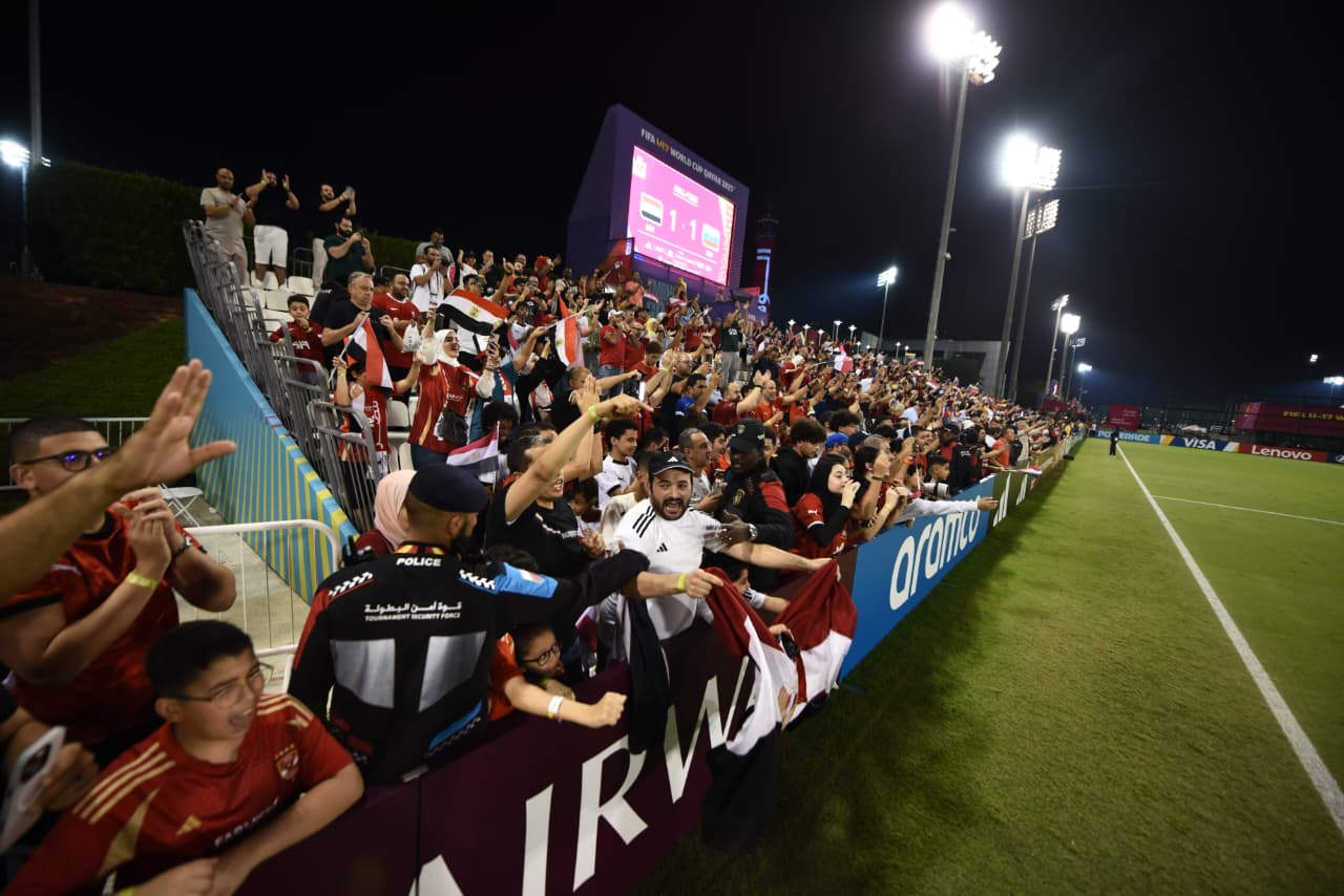 فرحة المنتخب الوطني تحت 17 سنة بعد التعادل مع فنزويلا بعشرة لاعبين